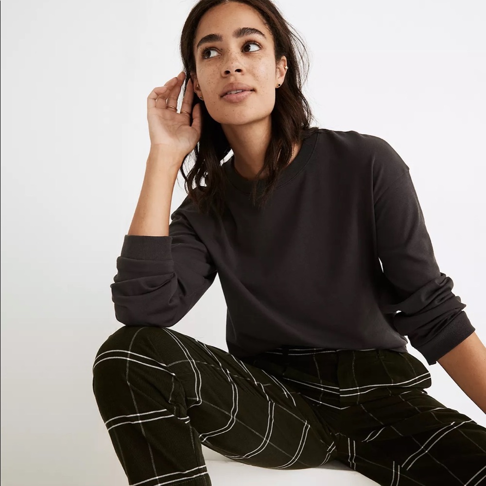 MADEWELL suprima cotton essential long sleeve tee - gray